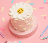 Daisy Layer Cake On A Pink Background